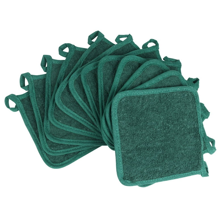 Arkwright Kitchen Pot Holders (Bulk Case of 144), Green, 7 inchx7 inch, 100% Cotton, Soft & Heat Resistant, Size: 7 x 7