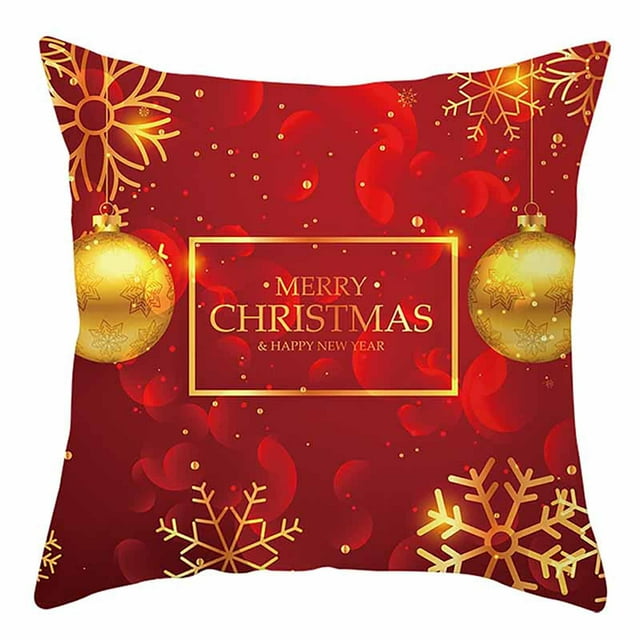 Fiudx Funda de Almohada Navideña, Funda de Cojín de Lino, Suave Terciopelo Color Melocotón, Acogedora Decoración para El Hogar, Versátil para Sofá, Coche, Oficina, Regalo Navideño, Tamaño 45 X 45 Cm