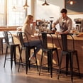 thumbnail image 5 of Gymax Metal Bar Stools Set of 4 24'' Counter Height Barstools w/ Backrests&Footrests Black, 5 of 10