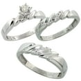 thumbnail image 1 of 10k White Gold Diamond Trio Wedding Ring Set His 5mm & Hers 4mm Ladies Size 5, 1 of 3