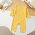 thumbnail image 2 of AJTQTH Romper for Baby Summer Thin Cotton Casual Outfits Striped Cute Crewneck Long Sleeve Playsuit Base Layer Clothes for Infant Underwear Yellow 12 Months, 2 of 5