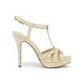 thumbnail image 6 of BLISSFUL STEP Women T Strap Slingback Platform Stiletto Heel Sandals Beige 6, 6 of 8