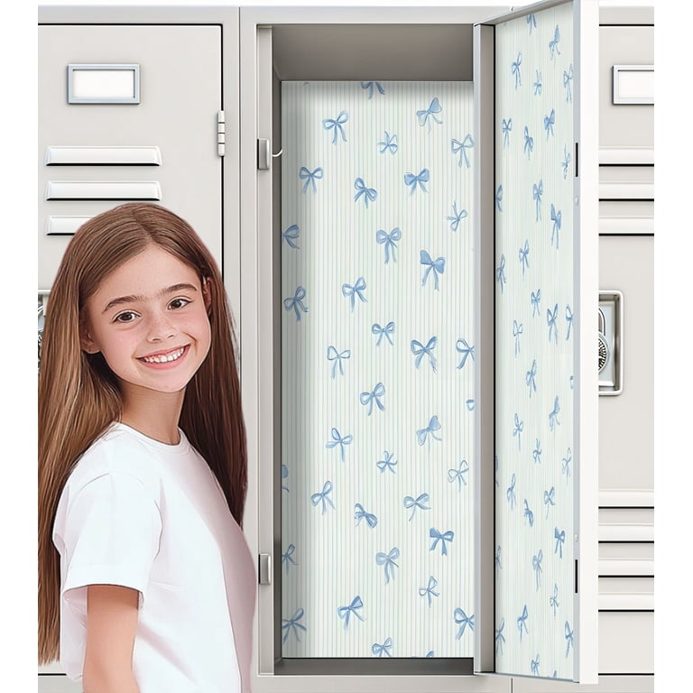 2-Pack Cute Blue Bow Magnetic Wallpaper – 12" X 36" Removable Locker Decor, Seamless PVC Magnet Stickers For School, Office, Fridge & Metal Surfaces