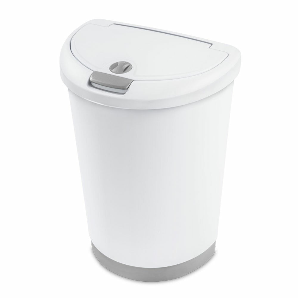 Sancodee Set of 3 Trash Can with Press Lid, Medium Garbage Can 1.8 Gallon &  Mini Desktop Trash Can 0.5 Gallon, Dog Proof White Trash Bin for Kitchen