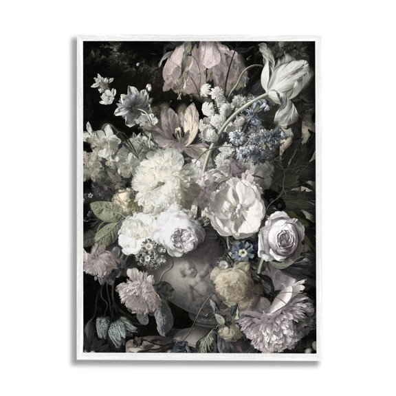 Stupell Industries Classical Busy Flower Bouquet Arrangement Vintage Ornate Vase, 11 x 14, Design by Angela McQueen