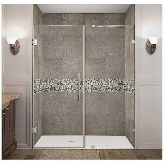 AstonGlobal SDR985-SS-63-10 Nautis 63 x 72 in. Completely Frameless Hinged Shower Door in Stainless Steel