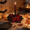 thumbnail image 6 of AZXY Halloween Gothic Candle Ring Wreath, Artificial Black Red Maple Leaf Candle Holder Ring with Red Roses, Mini Round Table Centerpiece Wreath for Indoor Mantel Dining Table Halloween Party Decor, 6 of 7