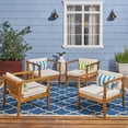 thumbnail image 2 of GDF Studio Cornelius Outdoor Acacia Wood Club Chairs with Cushions, Set of 4, Teak and Beige, 2 of 6