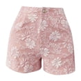 thumbnail image 6 of Siminsem High Waist Cotton Linen Shorts for Women Straight Leg Casual Summer Short Pants with Pockets Lightweight Bermuda Trousers Breathable Yoga Walk Loose Fit, Pink, M, 6 of 6