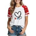 thumbnail image 2 of Youyipin Womens Tops 4Th Of July Shirts Women Usa Color Blocking Short Sleeve American Flag Crew Neck Graphic Tee Patriotism T Shirts For Women, 2 of 4