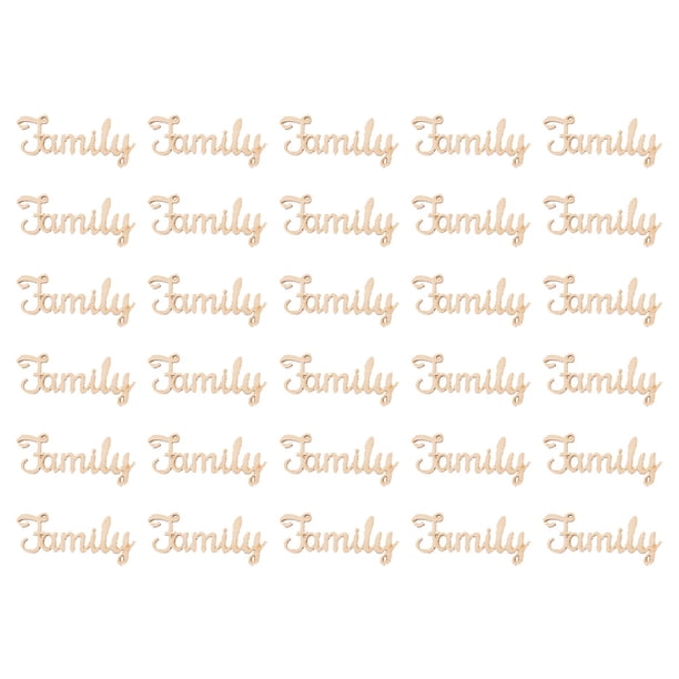 30 piezas de palabras familiares, letreros decorativos de madera para colgar en el hogar, rodajas de madera