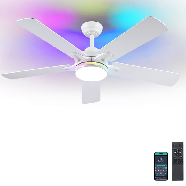 Ventilador de techo Kviflon 132 cm con luces y mando a distancia RGB