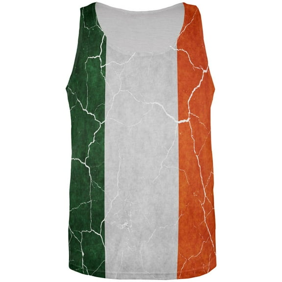 Distressed Irish Flag All Over Mens Tank Top Multi X-LG