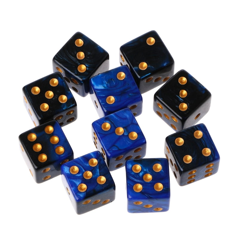 10pcs 15mm Six Sides Multicolor Acrylic Cube Dice Beads Portable Table Games Toy 
