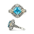thumbnail image 3 of 2.70 Carat (Ctw) Blue Topaz Ring in Antiqued Sterling Silver with 14K Gold Accent Hearts for Women, 3 of 6