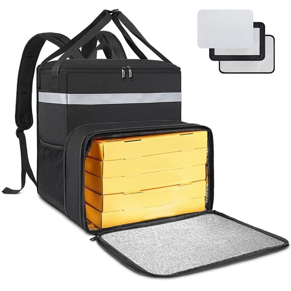 MTYIQS Food Delivery Backpack, Expandable Insulated Hot Pizza Bags for Delivery Bike, Large Leakproof Waterproof Delivery Bag with Reflective Strip Applicable for Uber Eat, Camping & Beach