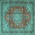 thumbnail image 1 of Ahgly Company Machine Washable Indoor Square Medallion Turquoise Blue Traditional Area Rugs, 8' Square, 1 of 4