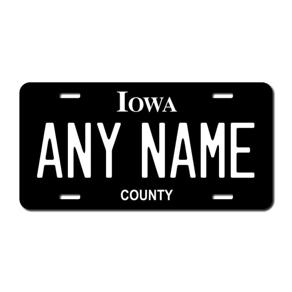 Personalized Iowa License Plate Aluminum. Add Your Name, Text or Numbers.Full Size Novelty Plate - Fits Car and Truck License Plate Holders VER.3 Size: 12x6 Inches