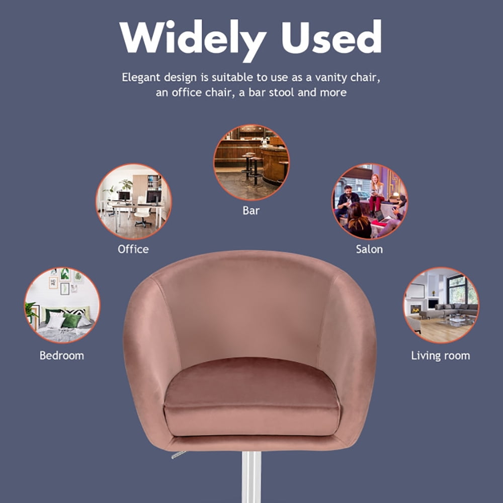 Finihen Modern Vanity Chair, 360 Degree Swivel Makeup Stool Accent Chair with Round Back and Metal Base, Makeup Chair for Living Room Bedroom Lounge Pub, Pink Finihen Modern Vanity Chair, 360 Degree Swivel Makeup Stool Accent Chair with Round Back and Metal Base, Makeup Chair for Living Room Bedroom Lounge Pub, Pink
