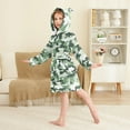 thumbnail image 2 of FORMRS Niños Bathrobe Unisex Hooded Robe Soft Plush Pajamas Sleepwear, Size 10-12T, Army Green Camouflage Pattern, 2 of 7
