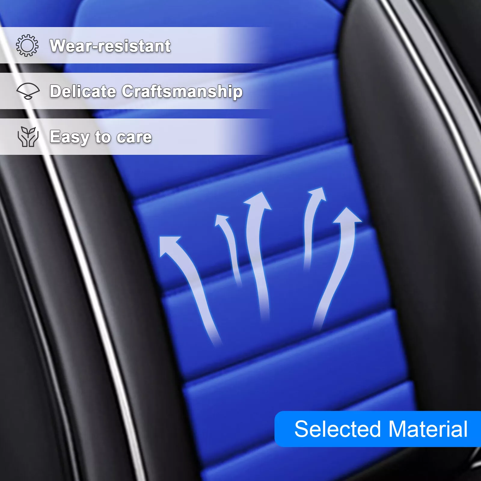 WILLJOY Fit for 2010-2025 Nissan Rogue Car Seat Cover, 5-Seat Breathable Faux Leather Automotive Front Rear Cushion Protector Black Blue