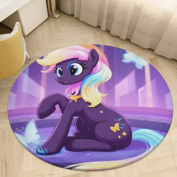 Butterfly And Stars Pattern Round Area Rugs for Bedroom Living Room, 3FT Soft Indoor Circle Carpets, Carpet Home Decor Floor Mat