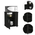 Correy Microwave Oven Stand with Storage Shelves, Black Wengue