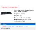 thumbnail image 2 of Power Seat Switch - Compatible with 2013 - 2019 Lincoln MKT 2014 2015 2016 2017 2018, 2 of 3