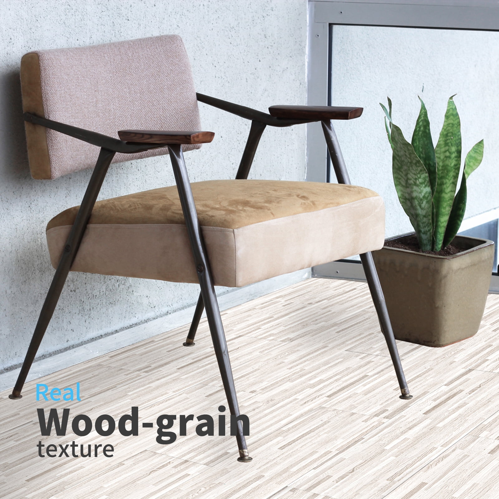 Art3d Peel and Stick Floor Tile Vinyl Wood Plank 36-Pack 54 Sq.Ft，Dusty Grey，Rigid Surface Hard Core Adhesive Flooring