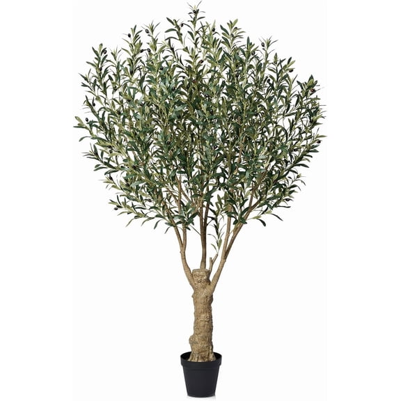 Olive Tree Artificial 7FT Tall - UV Resistant Faux Olive Trees with Strong Trunk for Outdoor - Large Potted Silk Fake  for Indoor Home Living Room Office Patio Decor, VN160