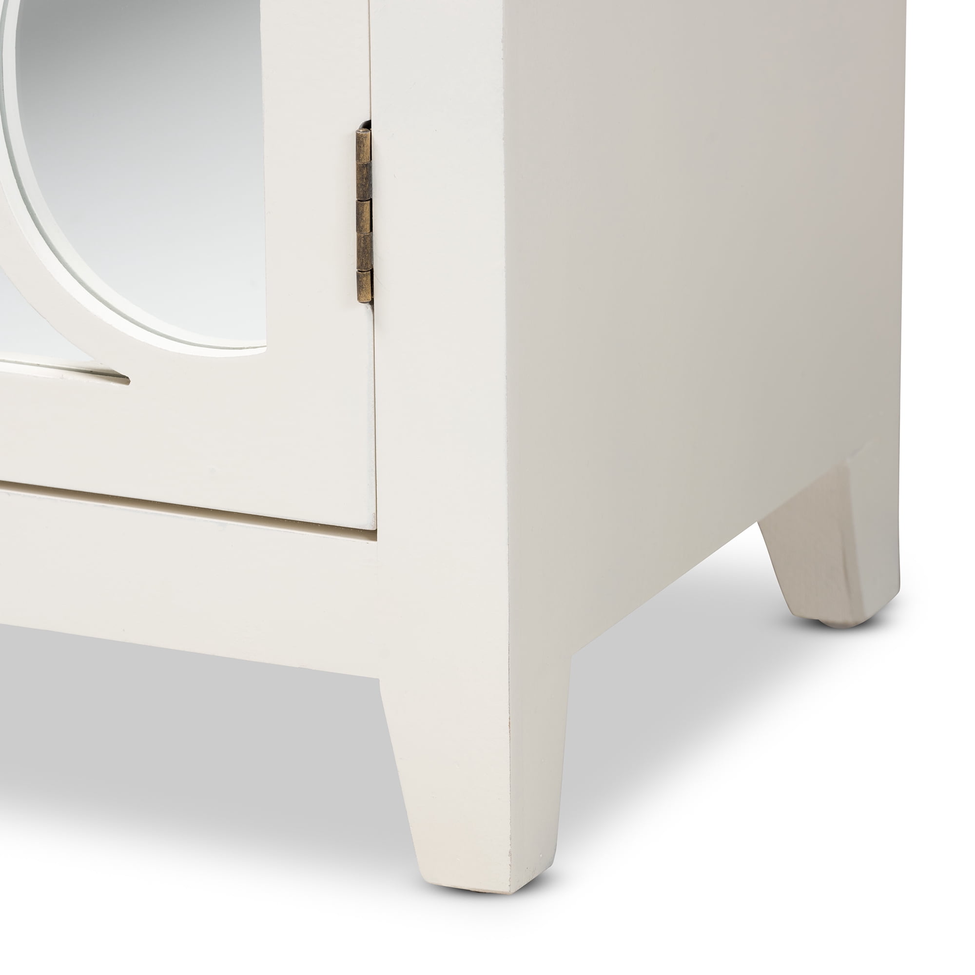 Baxton Studio Garcelle Modern and Contemporary White Finished Wood and Mirrored Glass 2-Door Sideboard