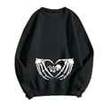 thumbnail image 4 of Yuhangmm Halloween Sweatshirts for Women Fashionable Casual Halloween Printed Hooded Zipper Sweatshirt for Women with Seasonal Graphic Black L, 4 of 5