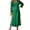 Green, variant on Women's Full Size V Neck Long Sleeve Midi Dress 95% Polyester 5% Spandex Not Lined Classic Everyday Easy Care Wear
