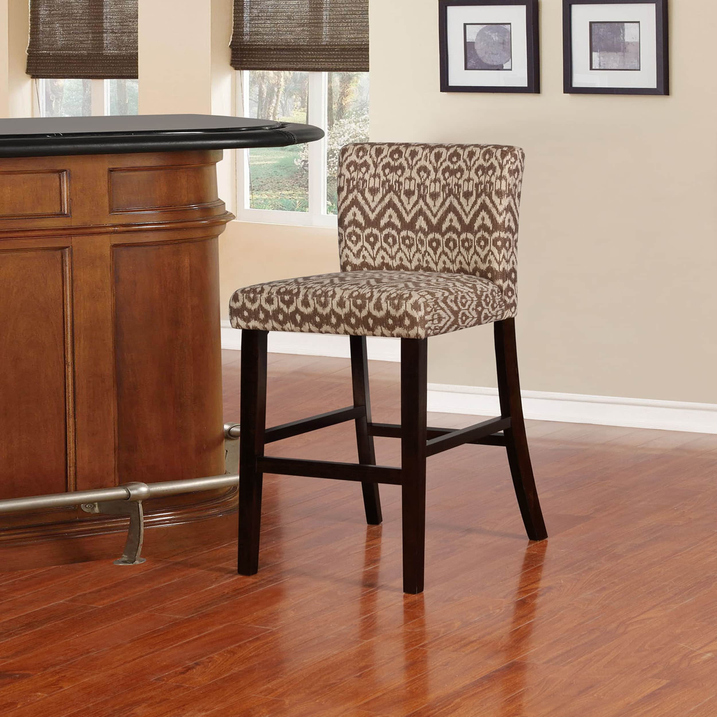 Linon Meade Coconut and Off-white Ikat Bar Stool - Walmart ...