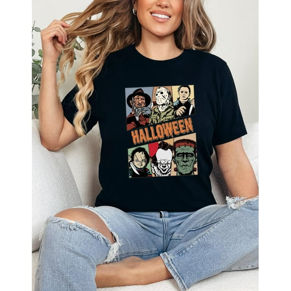 Fukika Retro Halloween Classic Shirt, Classic Horror tshirt, Vintage Frankenstein Michael Myers Halloween Shirt, Monster Tee, Retro Shirt Halloween