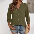 thumbnail image 6 of Womens Fashion Casual Button Down Shirt 3 4 Sleeve Solid Basic Tops For Daily Wear, 6 of 7