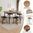thumbnail image 7 of TROPOW Dining Table Set for 4,Rectangular Kitchen Table with Storage Rack and Upholstered Stools with Storage Rack, Small Dining Room Table Set for Apartment, Rustic Brown, 7 of 7