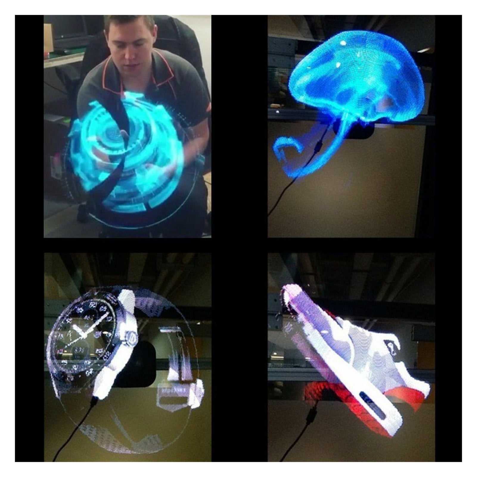 3D Hologram, 3D Hologram Projector LED Fan Light Wifi Sign Advertising Display Holographic Imaging Lamp Player Remote Support Video Ideal Advertising Tool