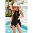 thumbnail image 4 of AICARE Women's One Piece Swimdress High Neck Tummy Control Ruched Skirt Swimwear, 4 of 7