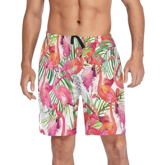 GZHJMY Flamingo Pajama Pants Short for Men, Lounge Pants Lightweight Men Pajama Bottoms with Drawstring Pockets, Christmas New Year Birthday Gifts, X-Large