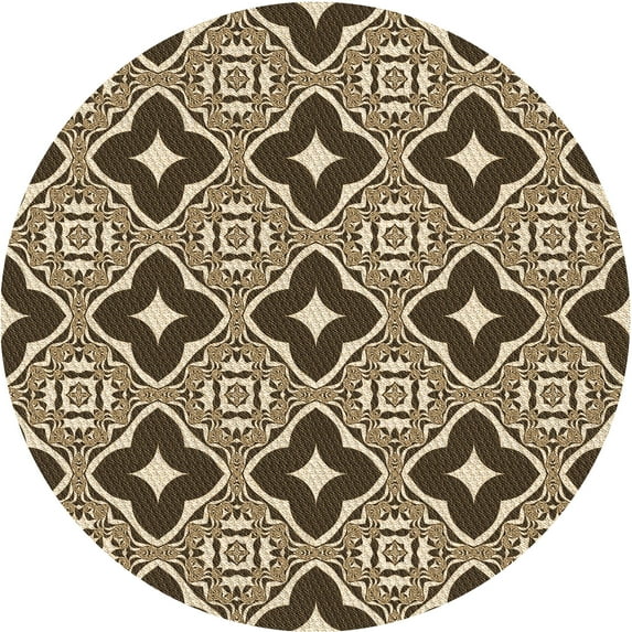 Ahgly Company Machine Washable Indoor Round Transitional Brown Sugar Brown Area Rugs, 4' Round