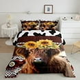 thumbnail image 3 of Highland Cow Bed in a Bag Queen Comforter Set 7 Piece,Sunflower Bedding Sets Patchwork Cow Print Cowhide Sheet Set with Comforter Geometry Aztec Western Decor for Home, 3 of 6