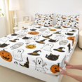 thumbnail image 4 of Manfei Spooky Pumpkin Lantern Bed Sheets,Ghost Print Halloween Full Size Sheets,4pcs,1 Flat Sheet,1 Fitted Sheet and 2 Pillowcases, 4 of 6