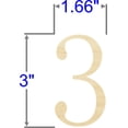 thumbnail image 2 of Pack of 1, 3 Inch x 1/4" Baltic Birch 3 Fangsong Font Wood Numbers for Wood Craft Project, Children or Adult Art Work, Home and Holiday Décor and DIY Fun, Made in USA, 2 of 2