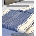 thumbnail image 4 of Coffee Table Runner Woven Stripes Dresser Top Cover Small Dining Table Mat Organic Cotton Rustic Farmhouse Short Cloth Strip For Kitchen Buffet Table Non Slip Ombre Texture Blue / Off White 14"x48”, 4 of 7