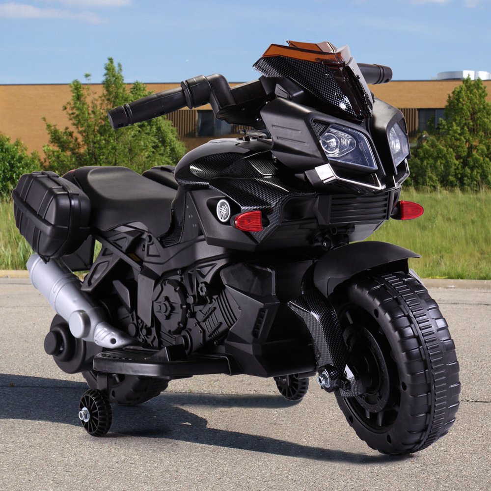 Topcobe Kids Ride on Motorcycle, Black 6V Battery Powered 4 Wheels