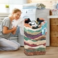 thumbnail image 5 of Yayeee Freestanding Laundry Hamper with Handle Collapsible Large Storage Basket for Clothes, Artistic Desert Waves, 5 of 7