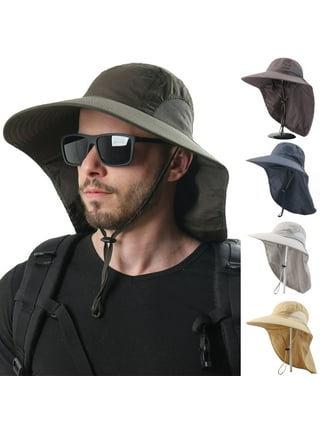 FOCUSNORM Mens UV Protection Wide Brim Sun Hats Cooling Mesh Cap Foldable  Travel Outdoor Fishing Hat 