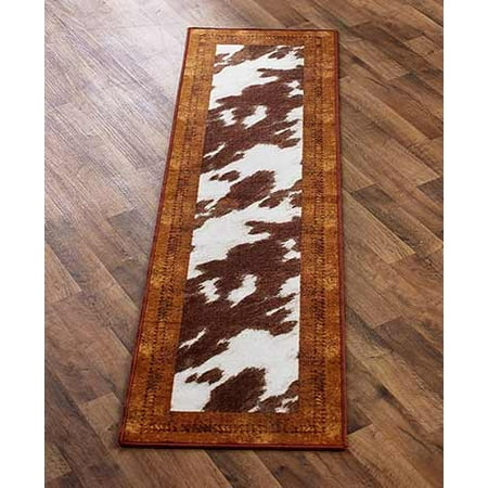 Cowhide Look Rug Collection Brown Runner Walmart Com Walmart Com