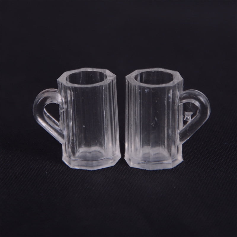 4pcs Dollhouse Miniature Plastic Clear Beer Mugs Cup Kitchen Accessory 1:12 EP 